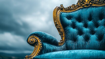 Fototapeta premium Majestic Teal Throne Against a Stormy Sky