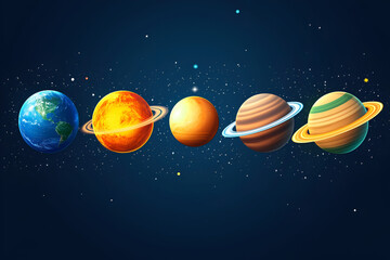 Fototapeta premium Variety of planets in space background solar system galaxy.
