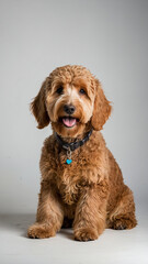 golden doodle dog isolated on white background