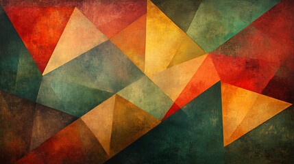 Abstract Warm-toned Triangles Geometric Art Design. AI Generated