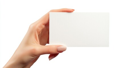 Elegant Hand Holding Blank Business Card with White Background