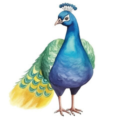 Fototapeta premium watercolors A vibrant peacock illustration 