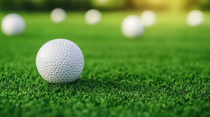 Renewable Energy Sustainability Climate Change concept. Golf ball on lush green fairway in idyllic countryside setting