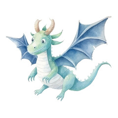Fototapeta premium watercolors A whimsical dragon flying illustration