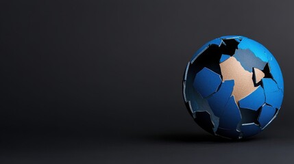 A cracked globe symbolizes environmental issues and the need for global awareness.