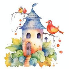 watercolors A whimsical fairy tale illustration for kid illustration