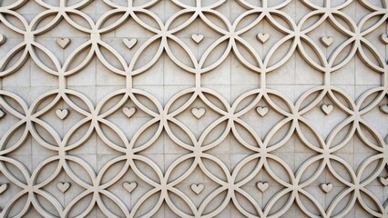 Background of interlocking heart shapes in geometric pattern, minimalist, hearts, modern, stylized
