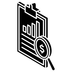 Analytics glyph isometric 3D icon. use for modern concept, print, UI, UX kit, web and app development. Vector EPS 10, related to education, business, finance.