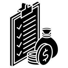 Expenses glyph isometric 3D icon. use for modern concept, print, UI, UX kit, web and app development. Vector EPS 10, related to education, business, finance.