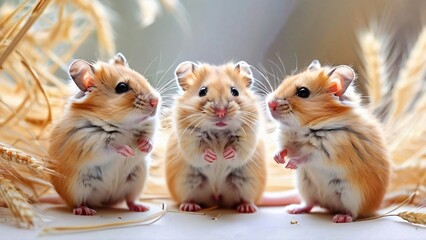 Adorable Hamsters on a Playful Background for World Hamster Day