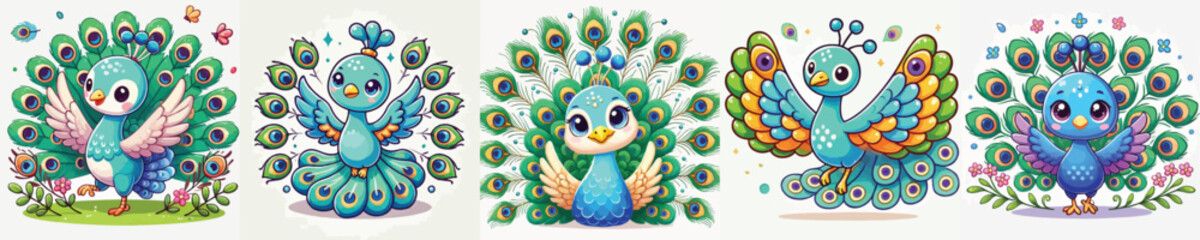 Very cute and adorable peacock vector