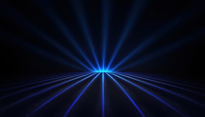 Fototapeta premium A stunning blue light ray background creates a vibrant and futuristic atmosphere.