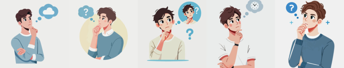 vector of a young man looking for ideas