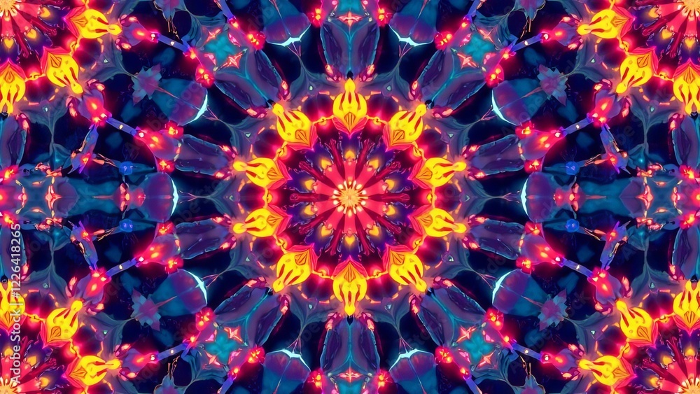 Poster a colorful, abstract design with a star in the center