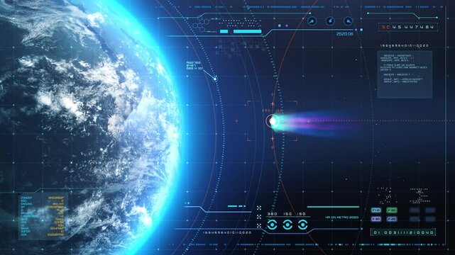 Futuristic Hud Display Detected Comet Hitting Earth