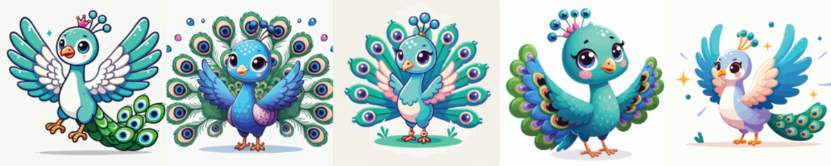 Very cute and adorable peacock vector