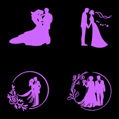 couple design with elegant floral leaf and flower ornaments
