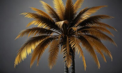 Black and gold palm tree with intricate details , geometric leaves, art deco palm tree