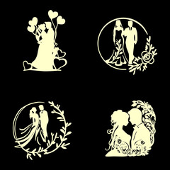 Silhouette of the bridal couple's logo, a symbol of an elegant and meaningful bond
