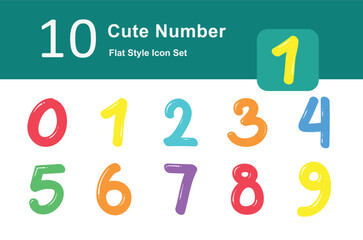 Illustration of Cute Number Flat design Pack. Set of Cute Number Illustration	
