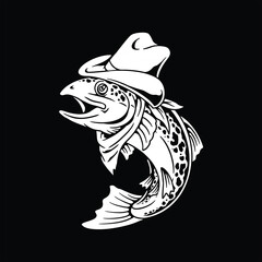 cowboy fish tattoo vector design