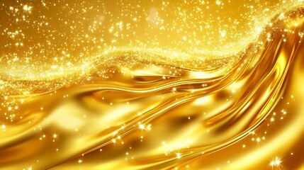 Obraz premium Golden Fabric Waves with Sparkling Glitter