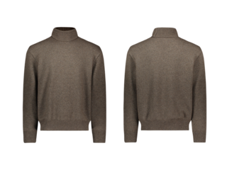 long sleeve turtleneck sweatshirt mockup front and back view, women's turtleneck Sweater transparent background