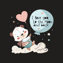 Vector-illustration--cartoon-cute-bear-boy-flying-