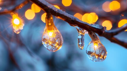 A peaceful nativity scene in a snowy barn, illuminated by soft golden light
