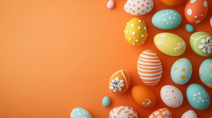 A modern and minimal Easter design with vibrant orange and white eggs. Perfect for seasonal branding and festive campaigns.
