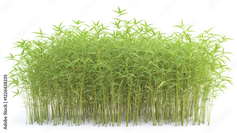 Poster green bamboo with leaves isolated on white background with clipping path and full depth of field iso