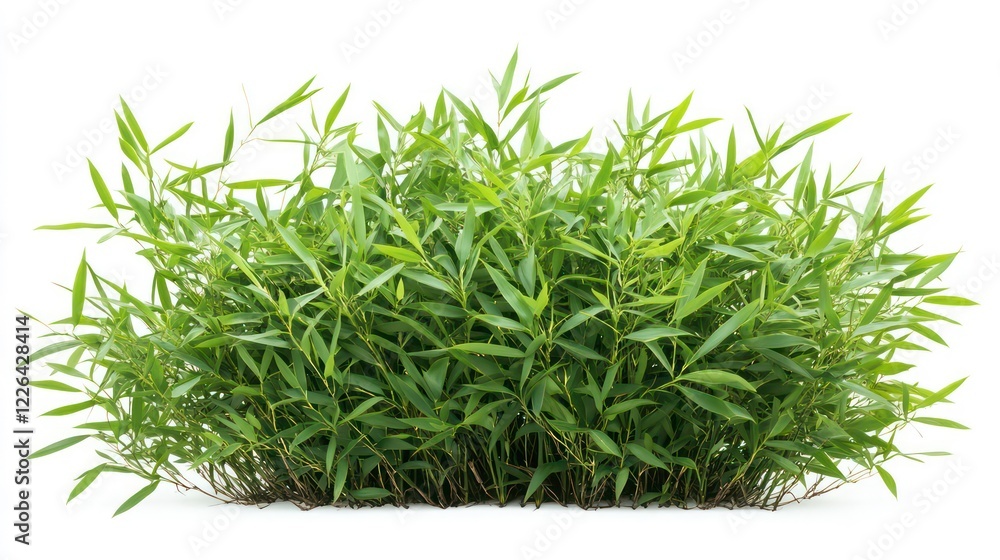 Poster green bamboo with leaves isolated on white background with clipping path and full depth of field iso
