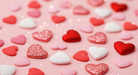 Fototapeta premium backdrop for Valentine's Day featuring heart motifs. 
