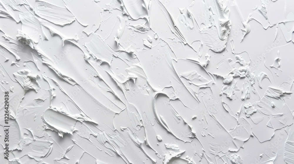 Poster white textured paint surface with abstract patterns and strokes, ideal for backgrounds or artistic p