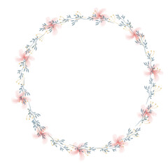 Hand Drawn Gold Colored Flower Wreath. Floral Vector Design Element for Birthday, New Year, Christmas Card, Wedding Invitation.