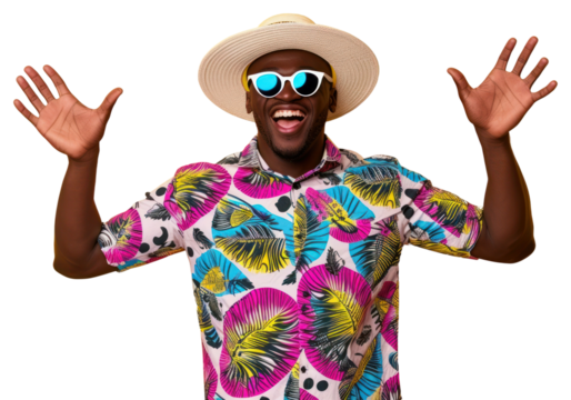 PNG Cool young black man with fashionable clothing style full body on colored background laughing fun individuality.