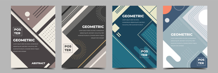 Set of modern geometric poster with abstract, clean, and professional designs. Usable for poster, social media post, card, cover