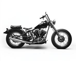 Fototapeta premium Black and white photo of a vintage chopper motorcycle.