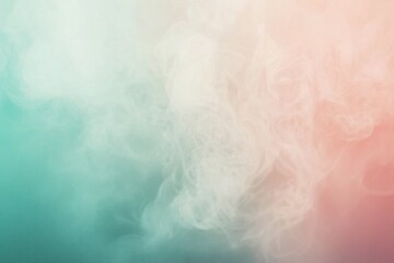 Obraz premium Ethereal smoke swirling in soft pastel hues of teal and pink, creating a dreamy abstract background