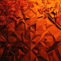 Burnt orange autumn background design with geometric patterns and angles, abstract art, colorful background., autumn leaves