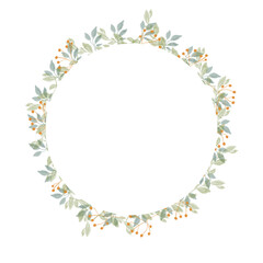 Hand Drawn Gold Colored Flower Wreath. Floral Vector Design Element for Birthday, New Year, Christmas Card, Wedding Invitation.