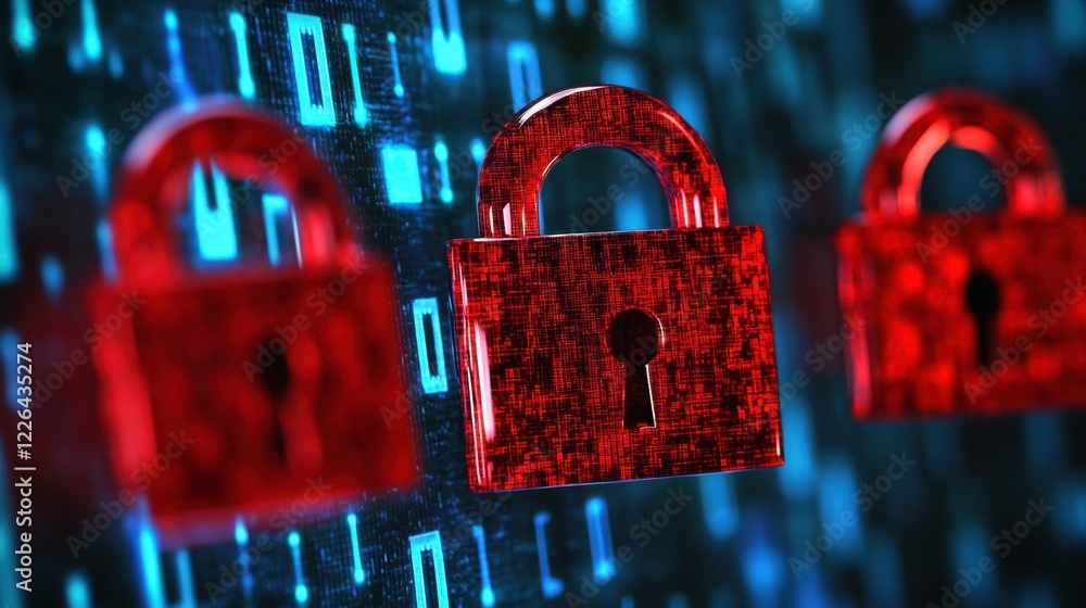 Poster cybersecurity alert system - protecting against viruses and cybercrime threats with data privacy and
