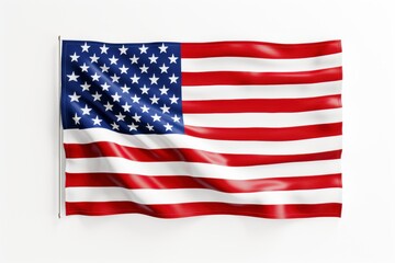 A digitally image of the waving American flag on a white background