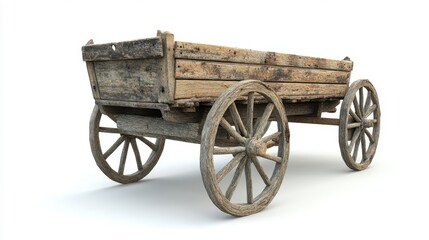 Vintage Wooden Bullock Cart - Symbol of Cultural Heritage in Digital Artwork