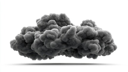 Dynamic Black Dust Cloud on White Background for Artistic and Industrial Design Concepts