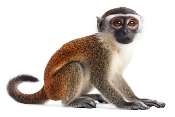 Fototapeta premium Black capped squirrel monkey, Saimiri boliviensis, isolated on white background.