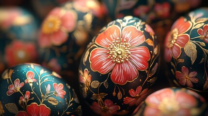 Beautifully painted Easter eggs with delicate patterns, celebrating artistry and tradition. Perfect for seasonal campaigns.