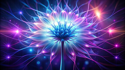 Fototapeta premium Vibrant abstract flower with pulsating colors and glowing lights