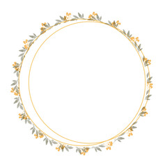 Hand Drawn Rose Gold Colored Flower Wreath. Floral Vector Design Element for Birthday, New Year, Christmas Card, Wedding Invitation, Marketing, Advertising and Presentation.