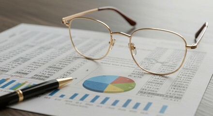Pair of Glasses Beside Financial Report - Business Analysis and Financial Planning